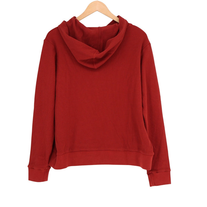 American Giant Thermal Hoodie Womens L Red Cotton Waffle Knit Stretch Pullover
