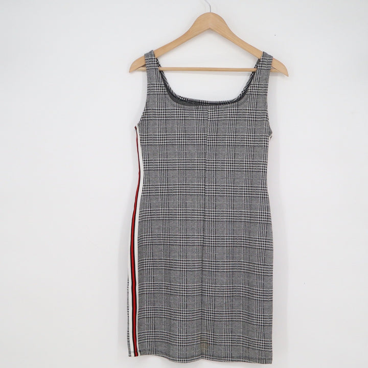 Papaya Women's Grey Glen Plaid Side Stripe Body-con Mini Dress Size L