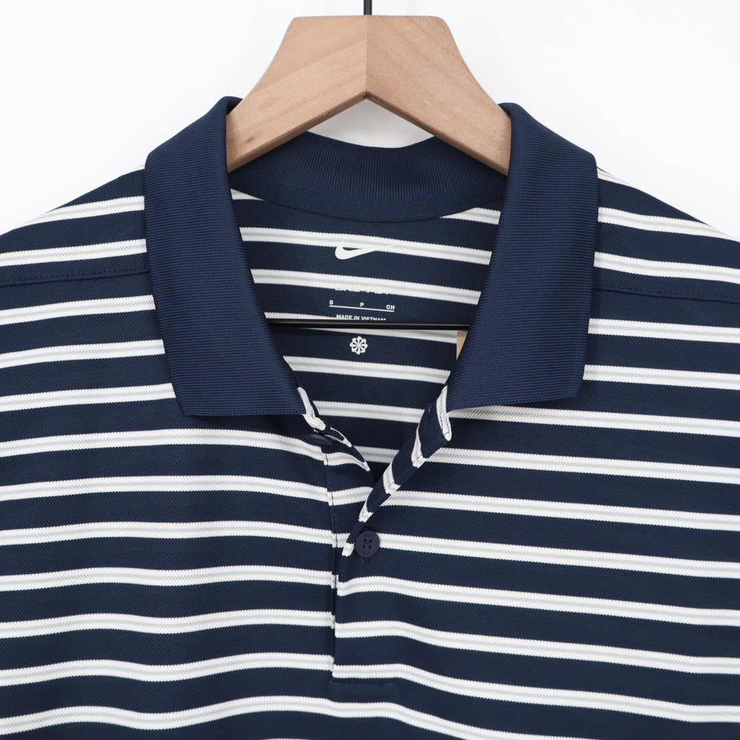 Nike Golf Mens Dri-FIT Victory Striped Polo Shirt Navy White Small