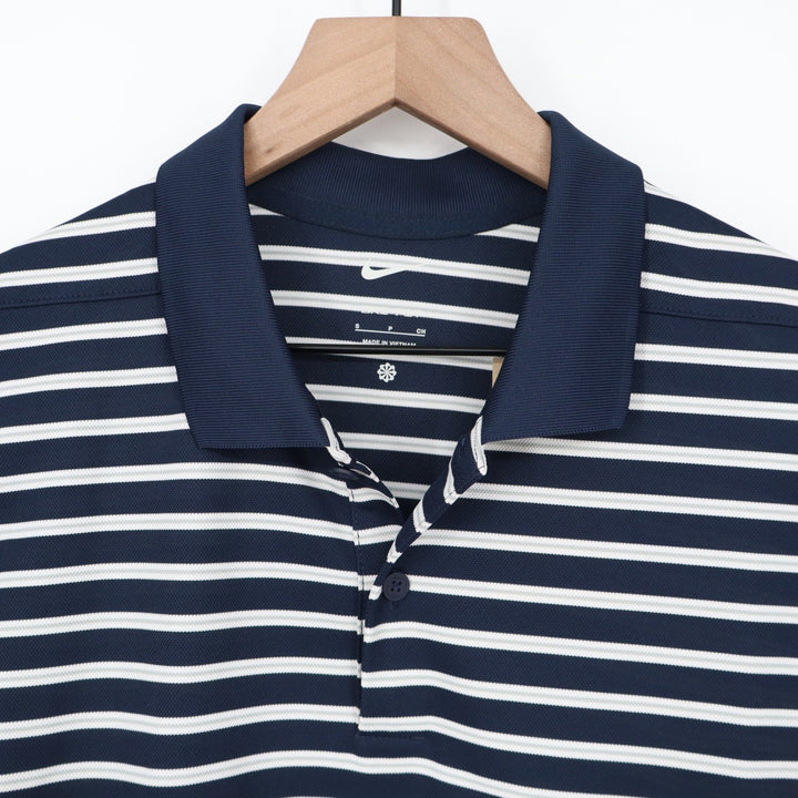Nike Golf Mens Dri-FIT Victory Striped Polo Shirt Navy White Small