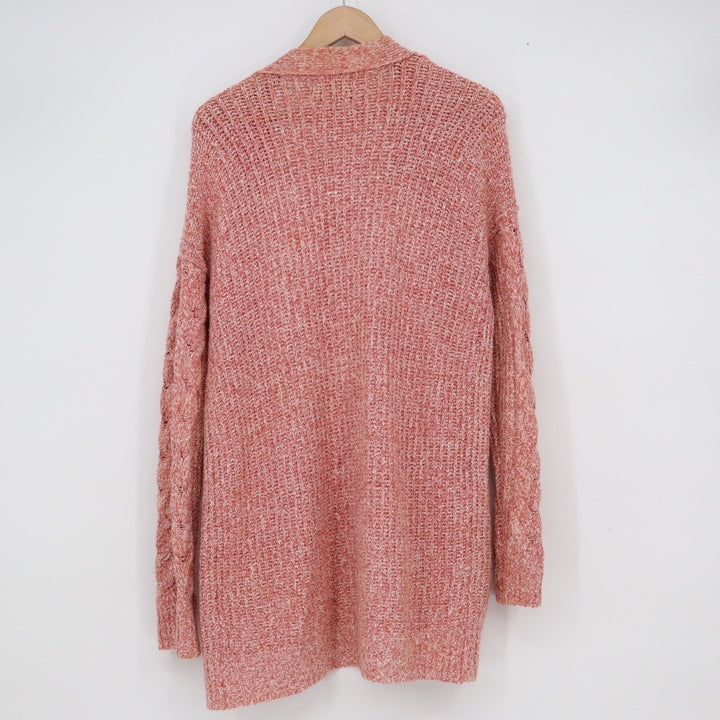 Abercrombie & Fitch Marled Orange Open Front Cardigan Sweater XS Patch Pockets