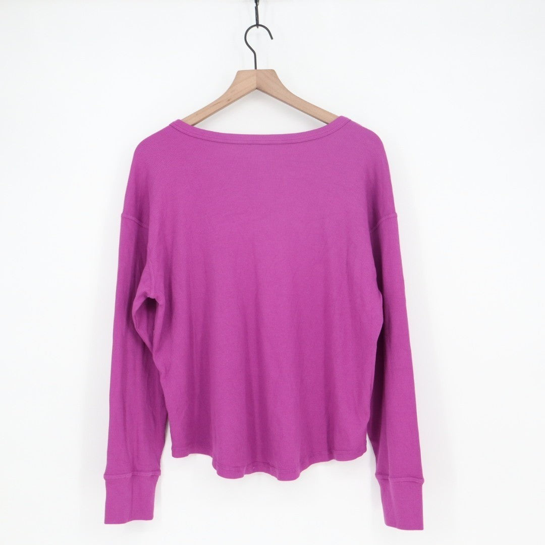 American Giant Luxe Rib Womens XL Beauty Berry V-Notch Long Sleeve Pullover
