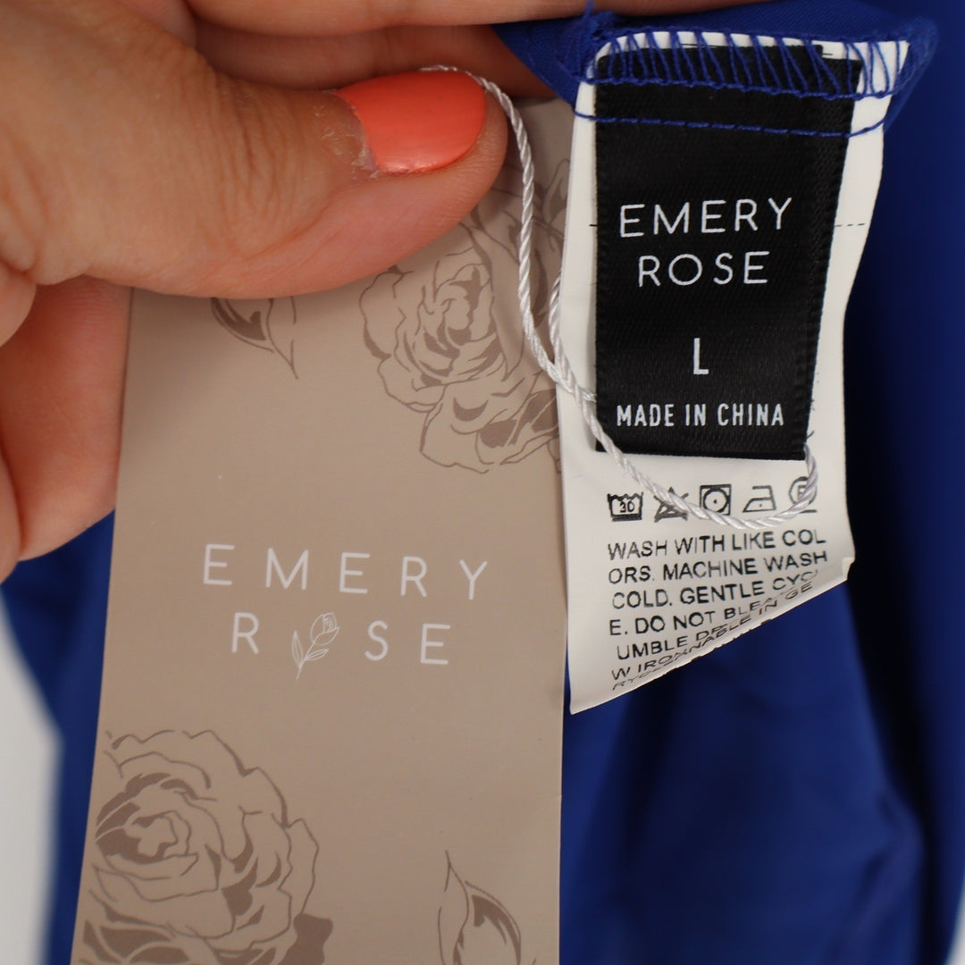 Emery Rose Royal Blue V-Neck Dolman Sleeve Draped Maxi Dress Size L
