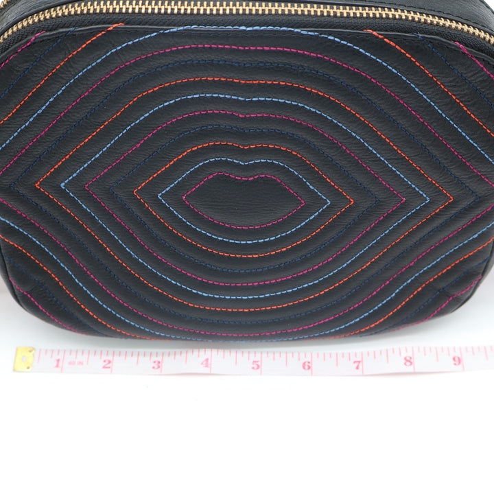 Fossil Elle Women's Handbag Black Leather Pockets Adjustable Strap Crossbody Bag