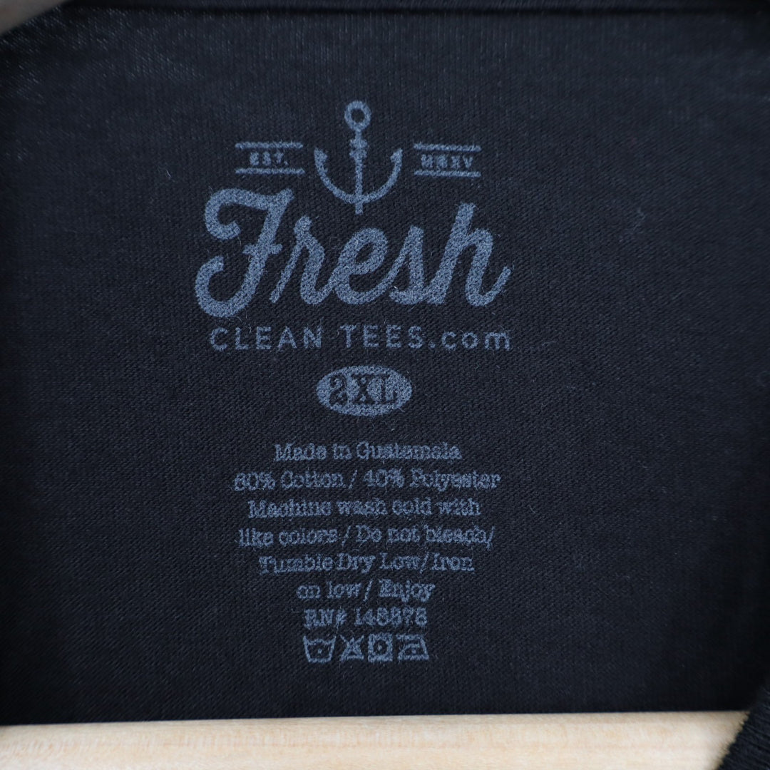 Fresh Clean Tees T-Shirt Mens 2XL Black Cotton Crew Neck Long Sleeve Pullover