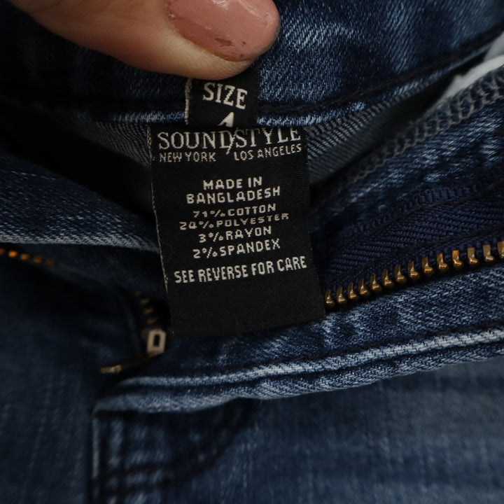 Sound Style New York Los Angeles Skinny Jeans Medium Wash Distressed Raw Hem 4