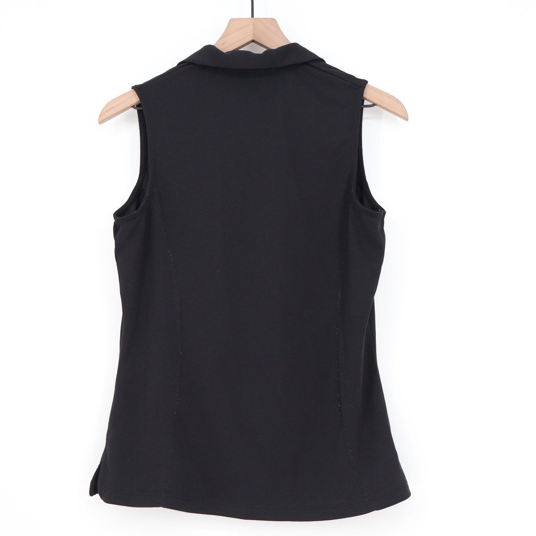 PGA Tour Airflux Sleeveless Polo Shirt Womens Medium Black V-Neck Golf Top KLB