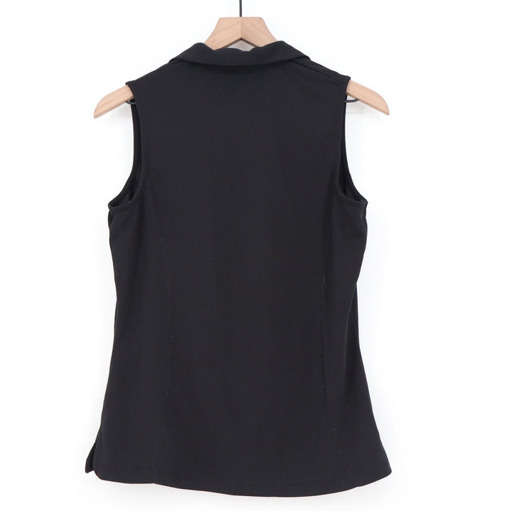 PGA Tour Airflux Sleeveless Polo Shirt Womens Medium Black V-Neck Golf Top KLB