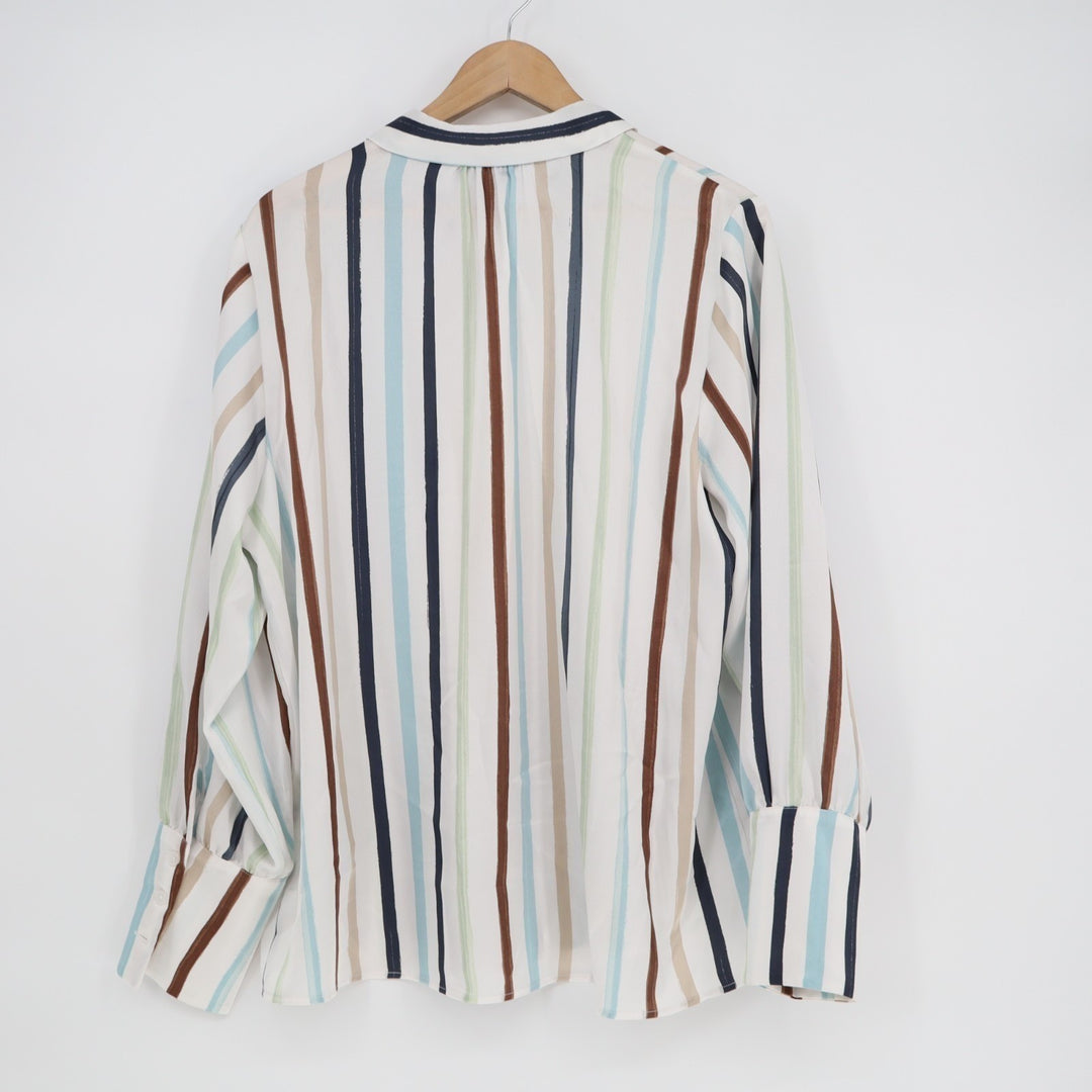 Halogen Shirt Womens XL Multicolor Striped Long Sleeve Spread Collar Button Up