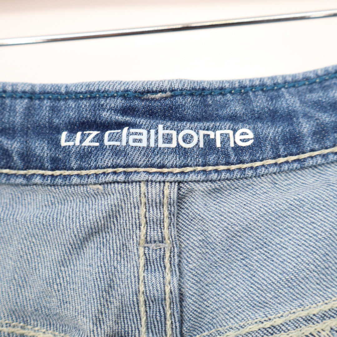 Liz Claiborne City Straight Leg Denim Shorts Blue Medium Wash Womens 20T Tall