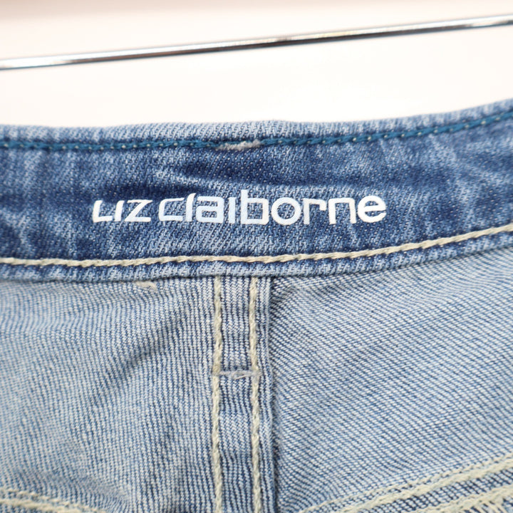 Liz Claiborne City Straight Leg Denim Shorts Blue Medium Wash Womens 20T Tall