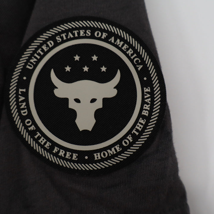 Under Armour Project Rock Freedom USA Flag Tee Charcoal Gray Youth XL