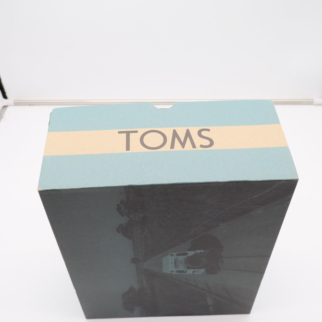 TOMS Tropez Black Suede Leather Wedge Sandals Peep Toe Ankle Strap Sz 9