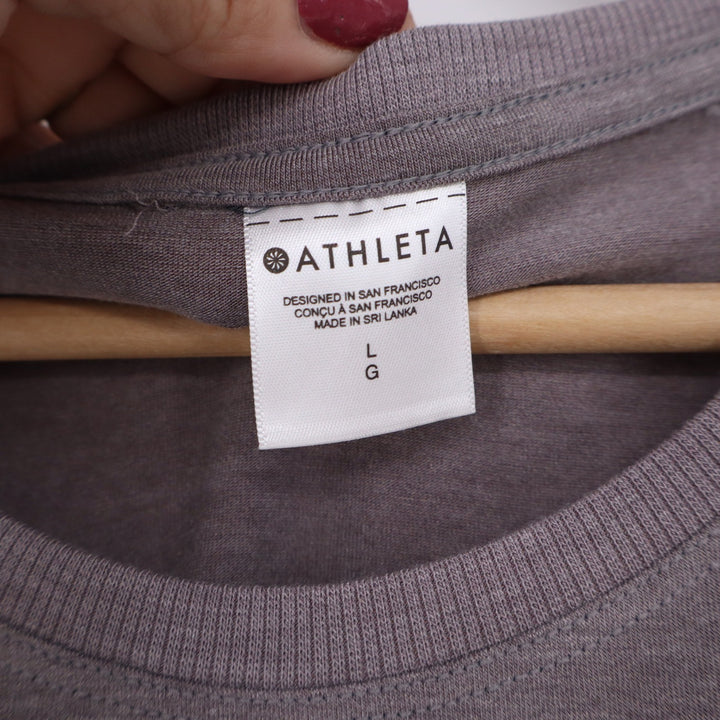 Athleta Tank Top Womens L Side Ruched Racerback Mauve Brown Athletic Excellent