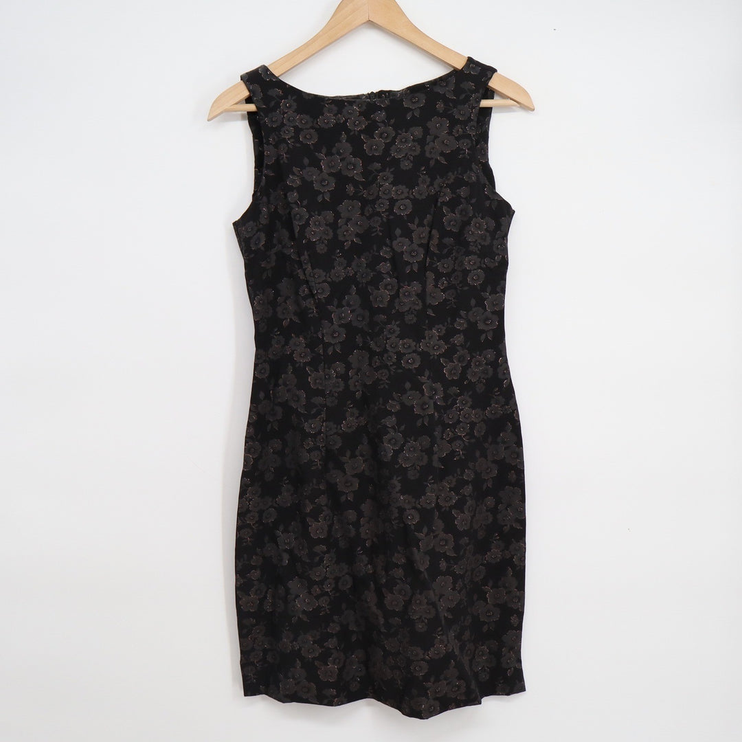 Caren Desiree Company CDC Vintage Black Copper Floral Jacquard Sheath Dress 8