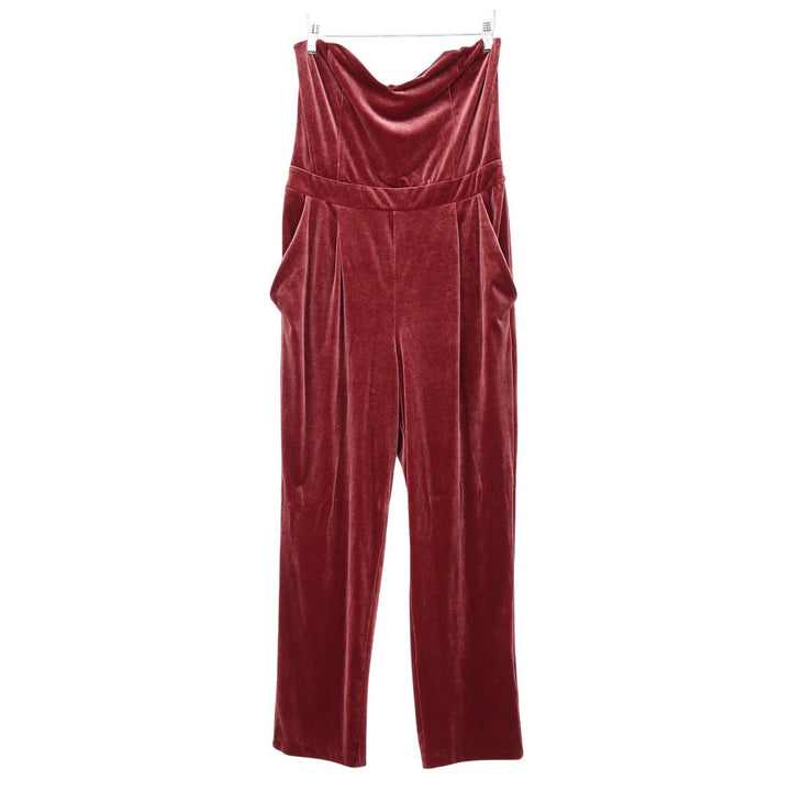 Express Womens Burgundy Velvet Strapless Cowl Neck Jumpsuit Size 12 Party