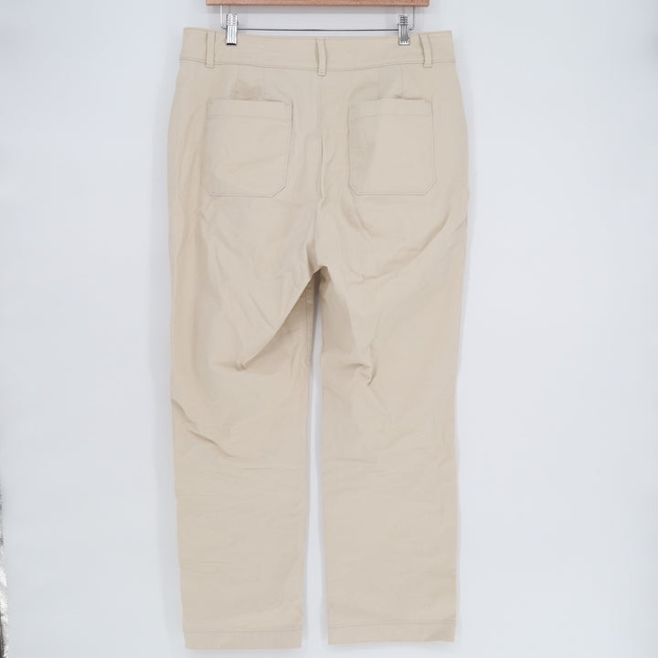 Loft Outlet Curvy Crop Pants Womens 10 Beige Cotton Stretch High Rise Wide Leg