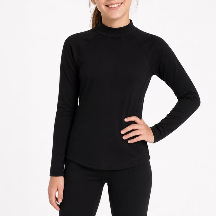 DSG Girls 2XS Black Cold Weather Compression Mock Neck Long Sleeve Top