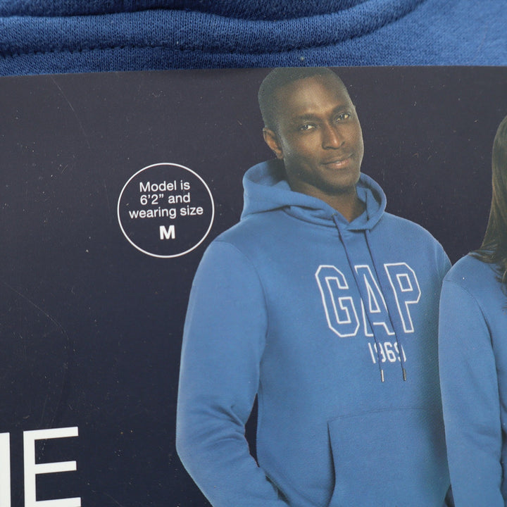 GAP Hoodie Unisex XL Logo Hoodie Blue Embroidered 1969 Fleece Pullover NEW