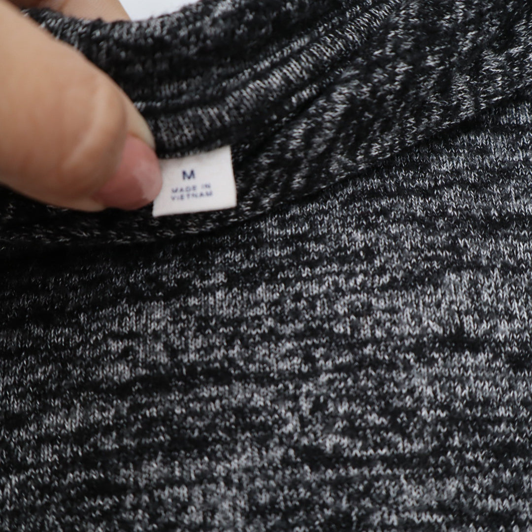 Gap Womens Space Dye Hooded Sweater Gray Black Marled Knit Pullover Size M