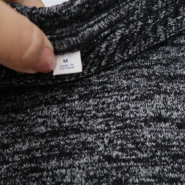 Gap Womens Space Dye Hooded Sweater Gray Black Marled Knit Pullover Size M