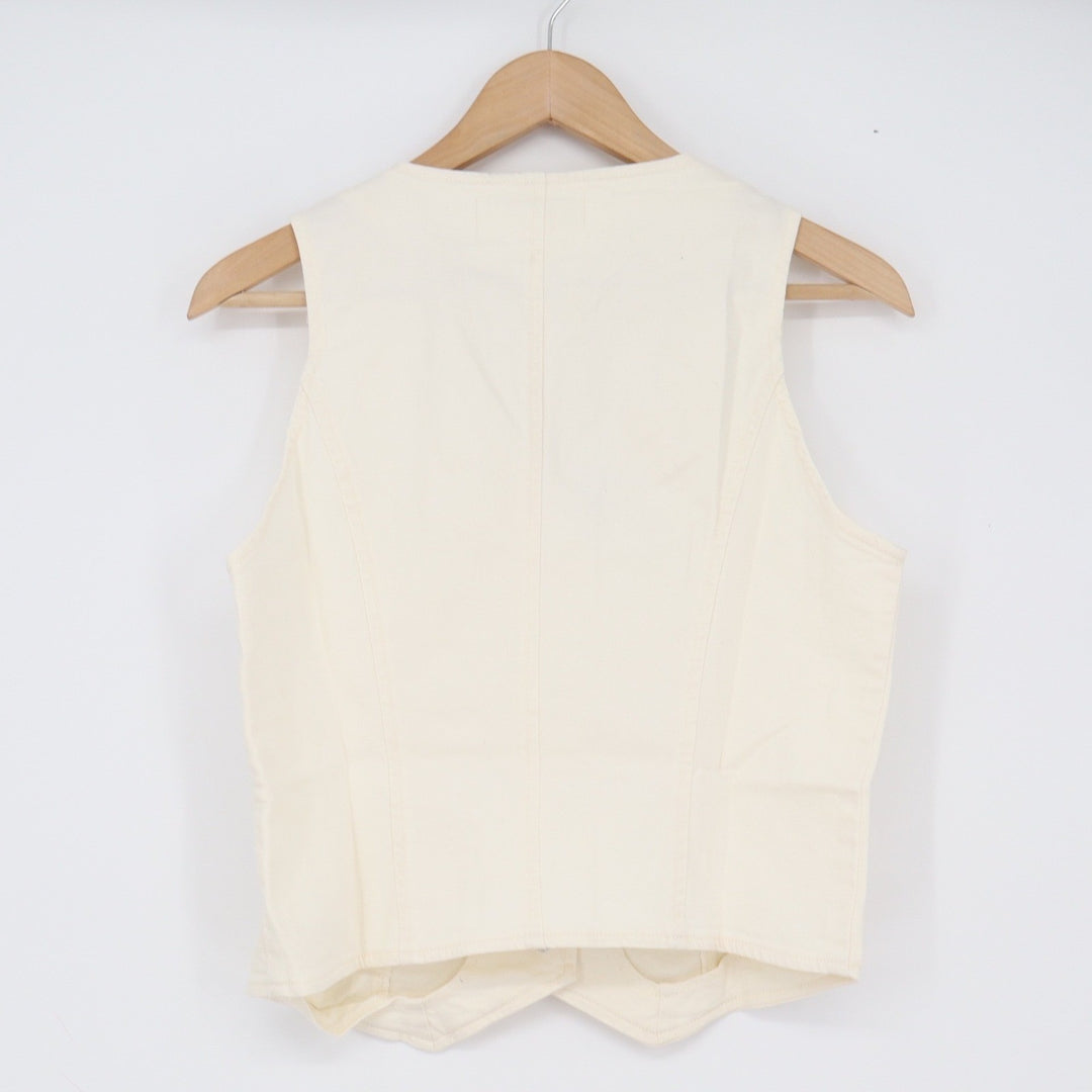 Lizette Collection Pant Set Women's L Off White Wide Leg Vest NEW