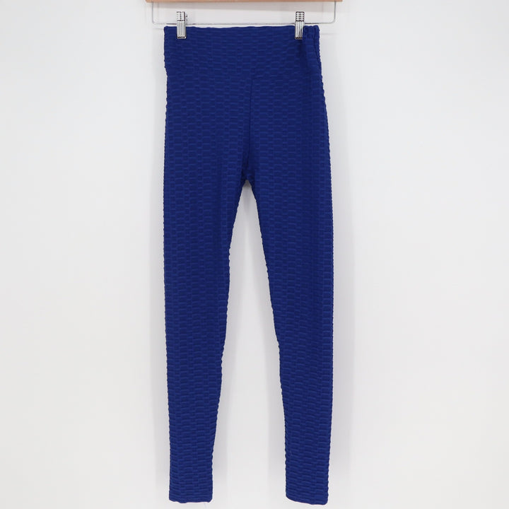 Unbranded Honeycomb Textured Scrunch Butt Leggings Royal Blue High Waist Small