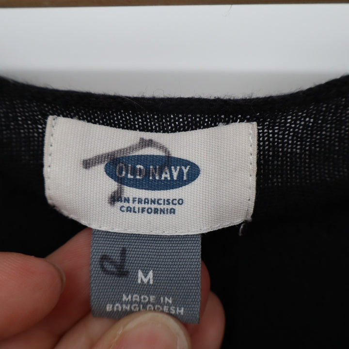 Old Navy T-Shirt Womens Medium Black Cotton Knit Long Sleeve V-Neck Pullover