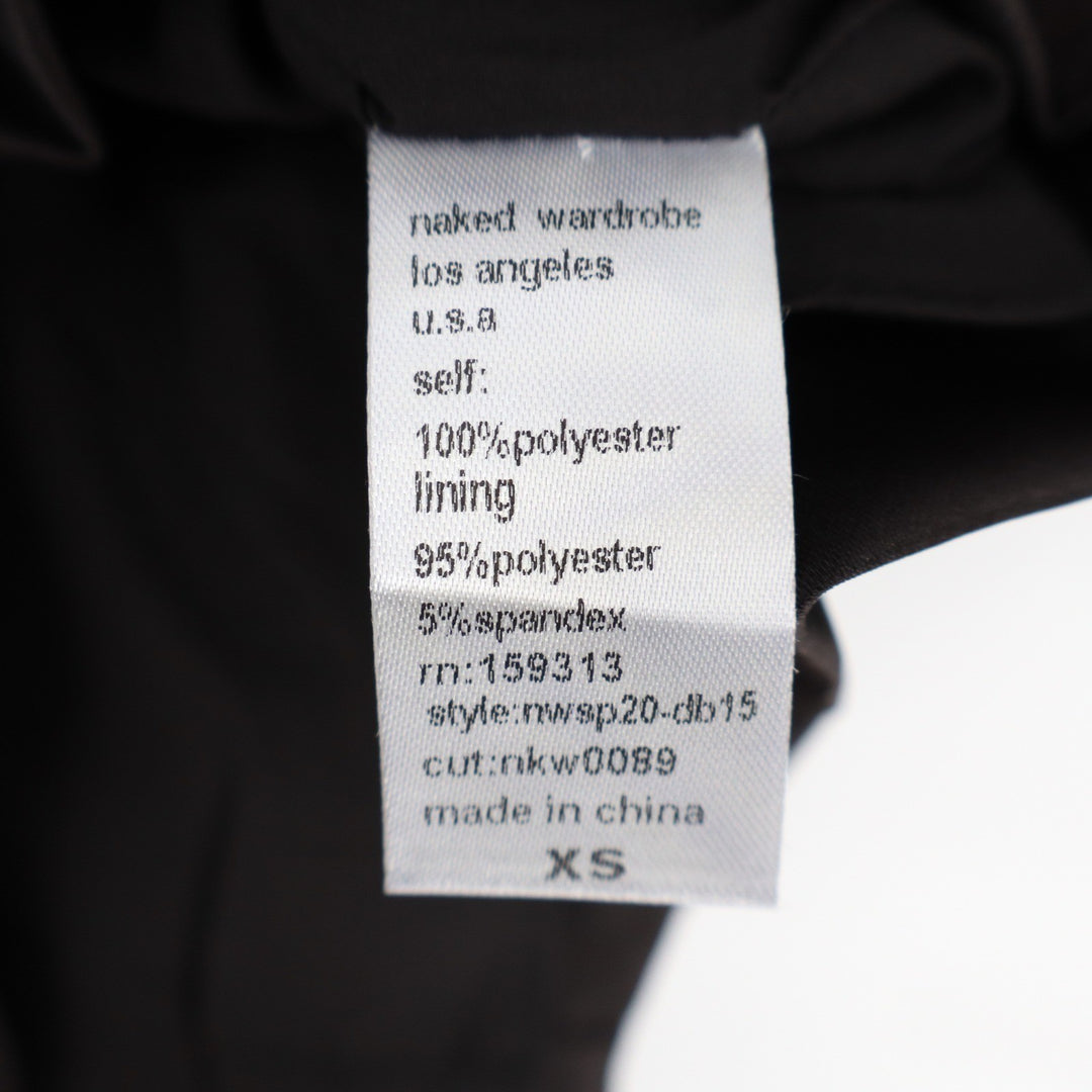 Naked Wardrobe The Statement Black Satin Ruched Mini Dress XS