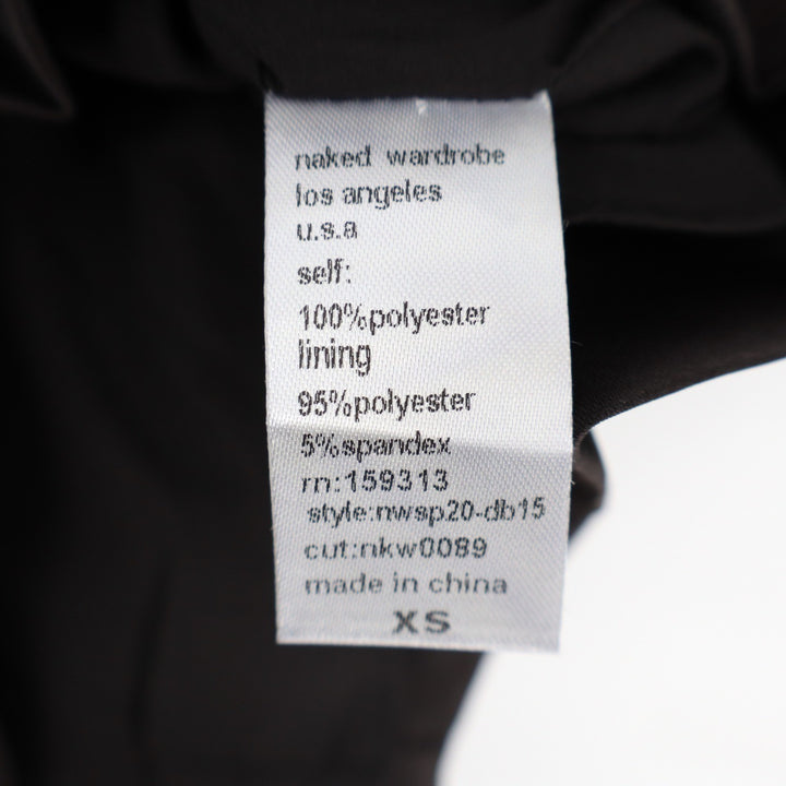 Naked Wardrobe The Statement Black Satin Ruched Mini Dress XS