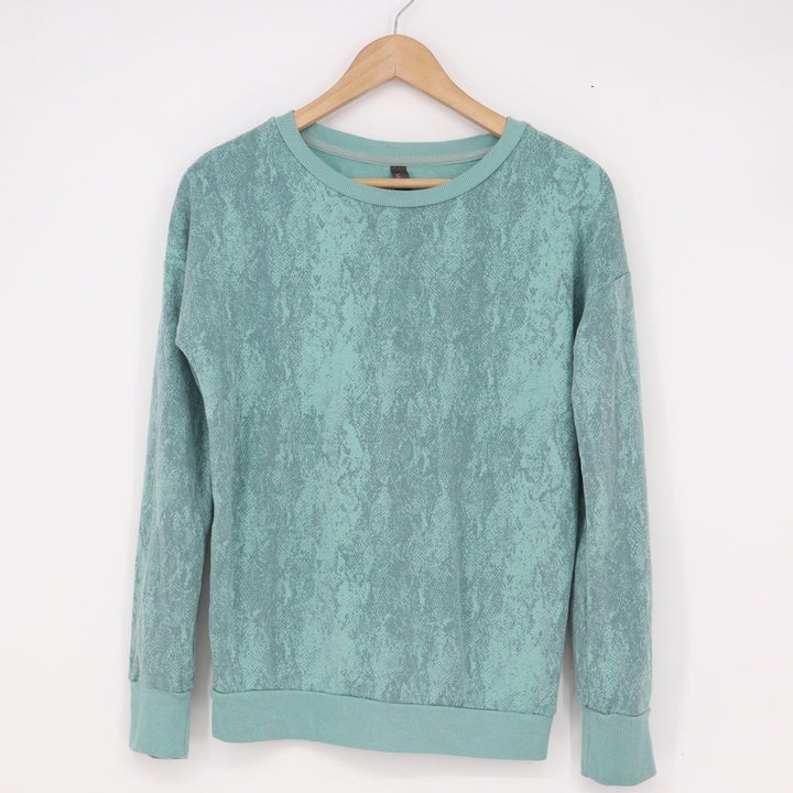 Mondetta Womens XS Mint Green Snakeskin Print Pullover Sweatshirt Crew Neck