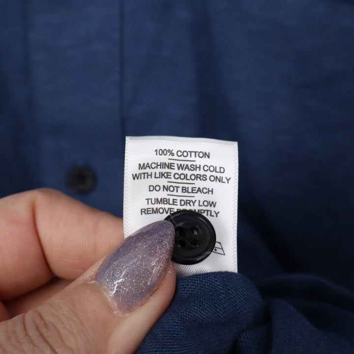 American Giant Premium Slub Shirt Men Medium Blue Cotton Spread Collar Button Up