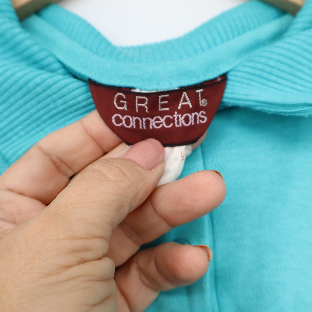 Great Connections Vintage Turquoise Teal Short Sleeve Polo Shirt Medium