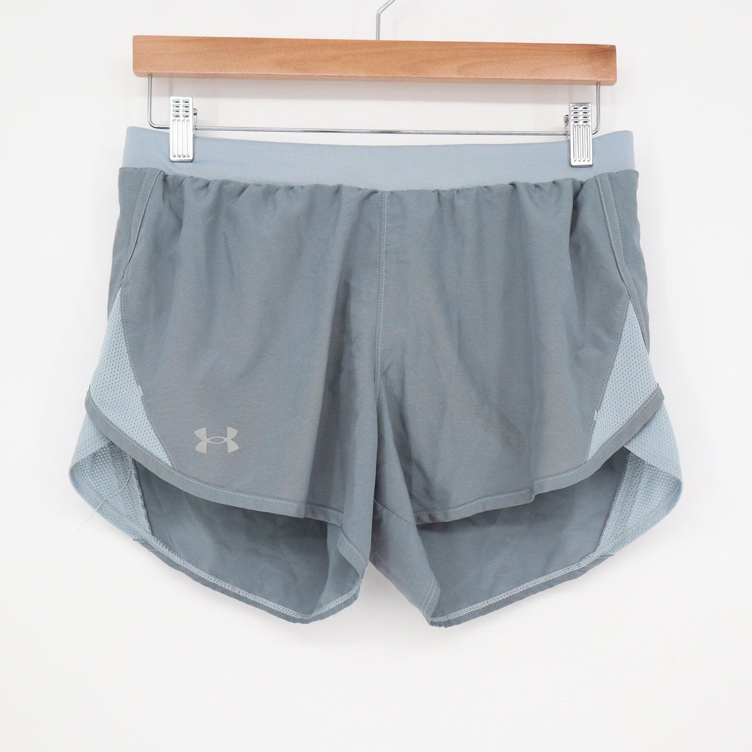 Under Armour Shorts Womens Medium HeatGear Fly By Gray Mesh Active Excellent