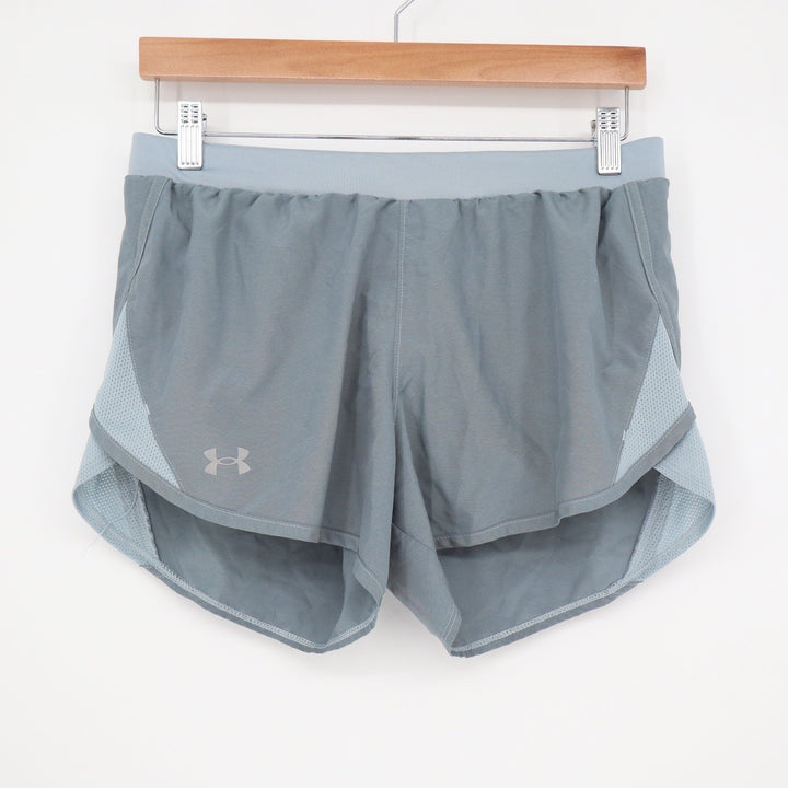 Under Armour Shorts Womens Medium HeatGear Fly By Gray Mesh Active Excellent
