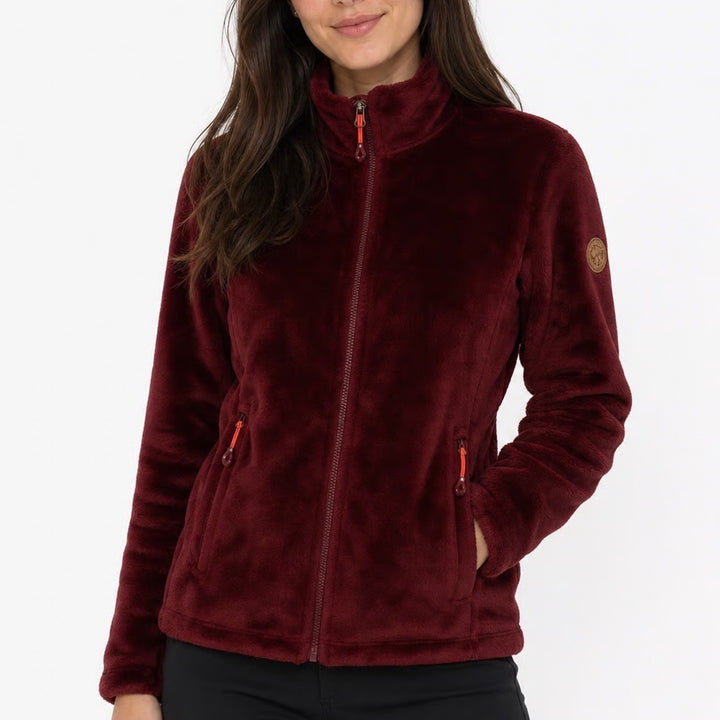 Gerry Womens Burgundy High Pile Fleece Full Zip Jacket Size M Maroon