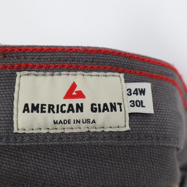 American Giant Roughneck Jeans Mens 34X30 Gray Canvas Cotton Stretch Straight