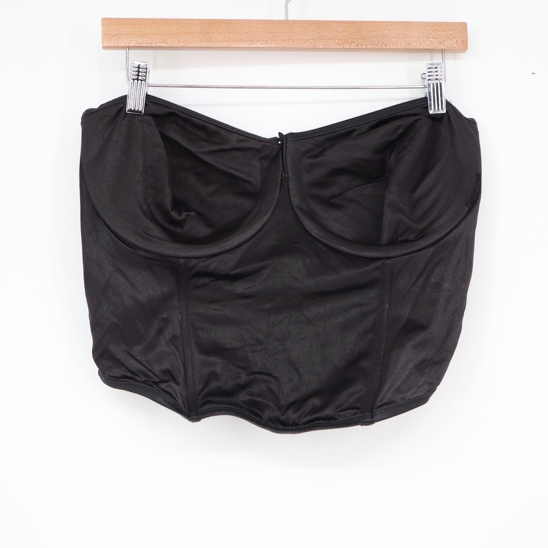 Curvation Black Strapless Underwire Bustier Corset Top 40DD Hook Eye