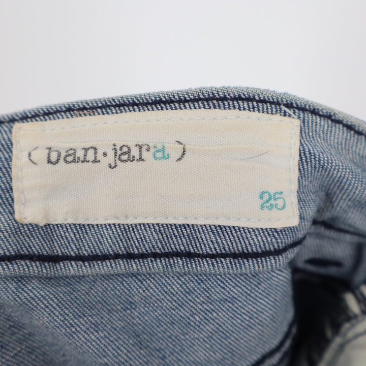 Banjara Distressed Flare Jeans Light Wash Raw Hem Size 25 Boho Denim Pants