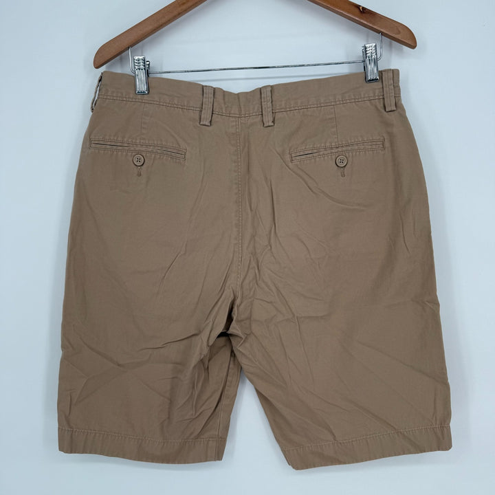 J Crew Rivington Chino Shorts Mens 33 Brown Canves Cotton Outdoor Summer Wear
