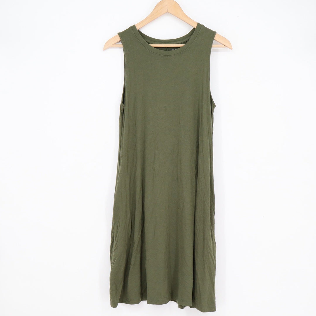Time and Tru Womens Olive Green Sleeveless Swing Dress Large 12-14