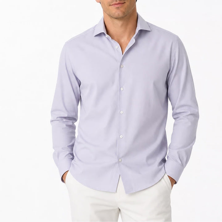 Perry Ellis Portfolio Mens Lavender Dobby Dress Shirt 16.5 34/35 Long Sleeve