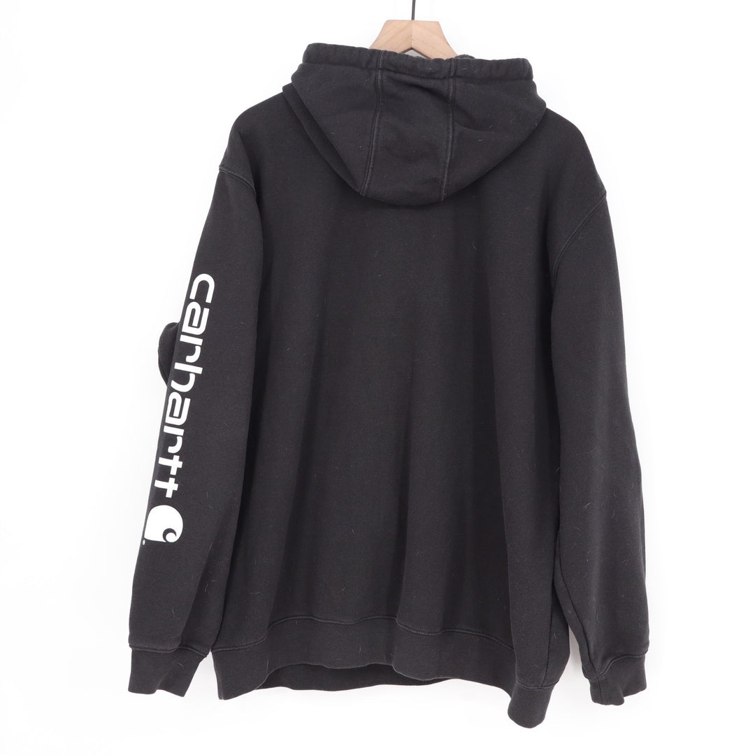 Carhartt Iconic Sweatshirt Men XL Black Cotton Logo Hooded Original Fit Pullover