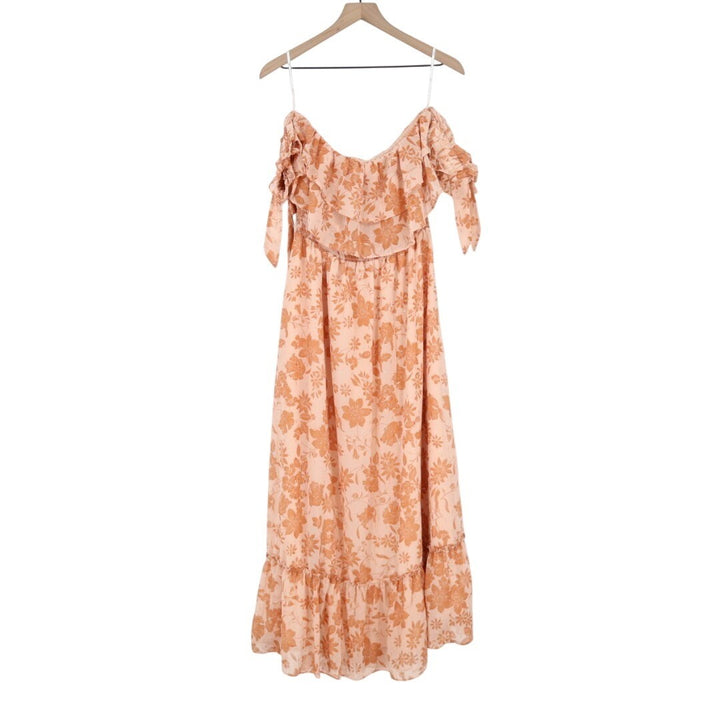 Lulus Love & Blooms Off The Shoulder Dress Womens Large Blush Floral Print Lined