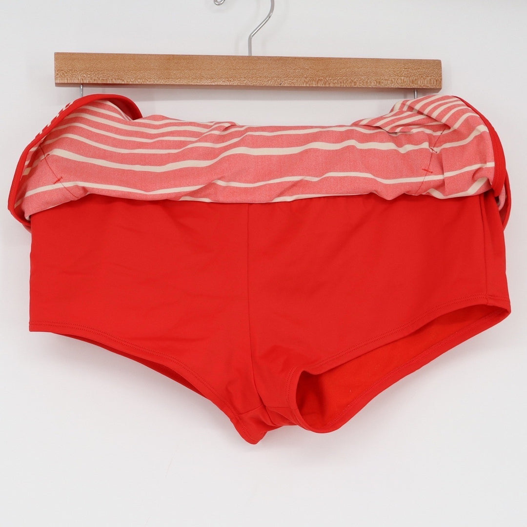 Athleta Red White Striped Swim Skort Built-in Brief Medium