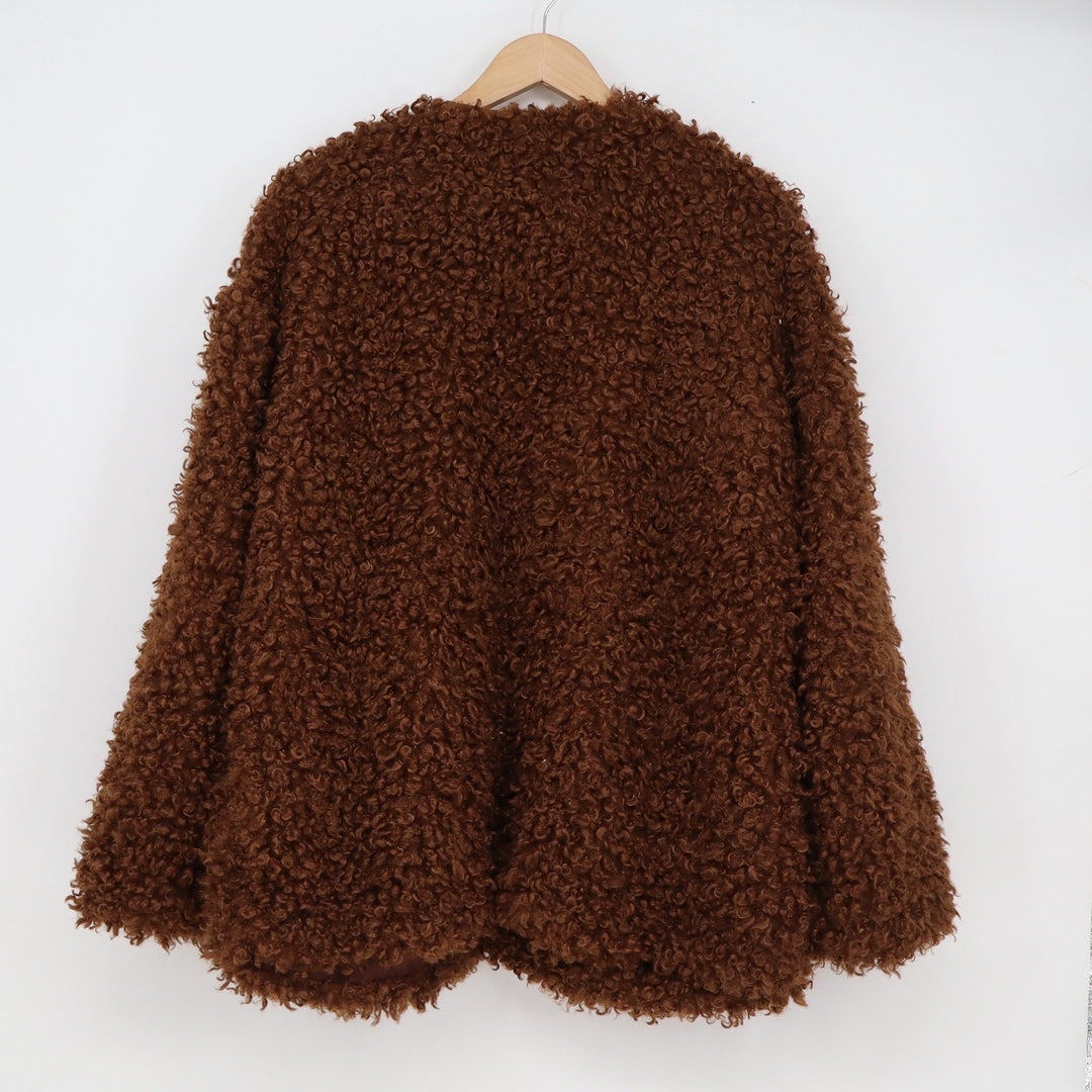 Fashion Nova Adjust To The Fame Faux Fur Coat Chocolate Brown Shaggy Jacket M