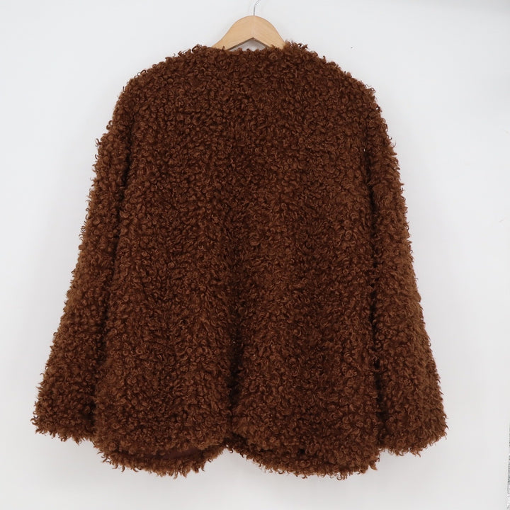 Fashion Nova Adjust To The Fame Faux Fur Coat Chocolate Brown Shaggy Jacket M
