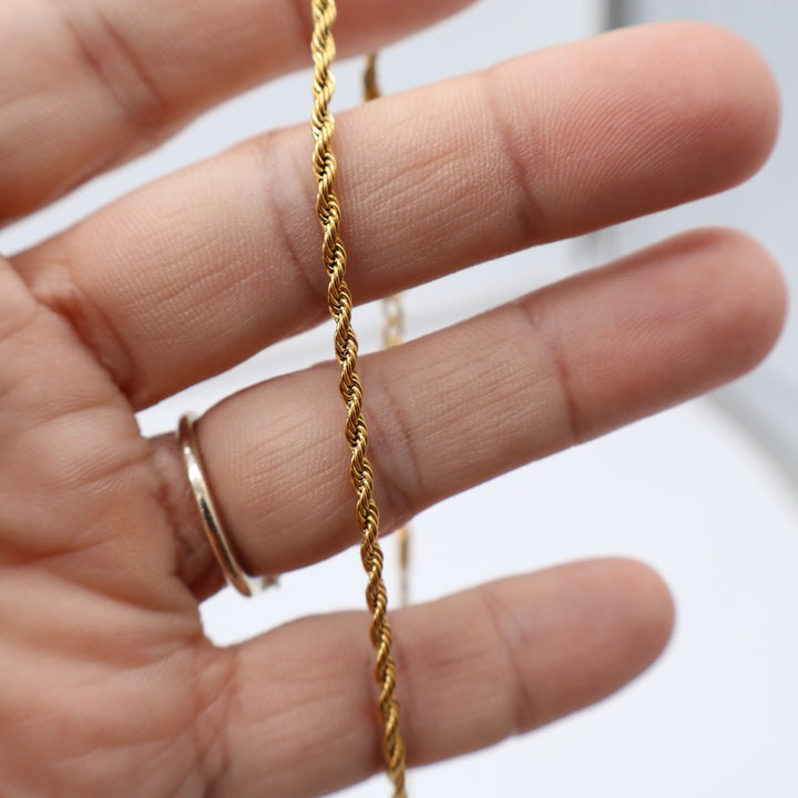 Unbranded Rope Chain Necklace Unisex OS Gold Tone Twisted Link Adjustable Exc