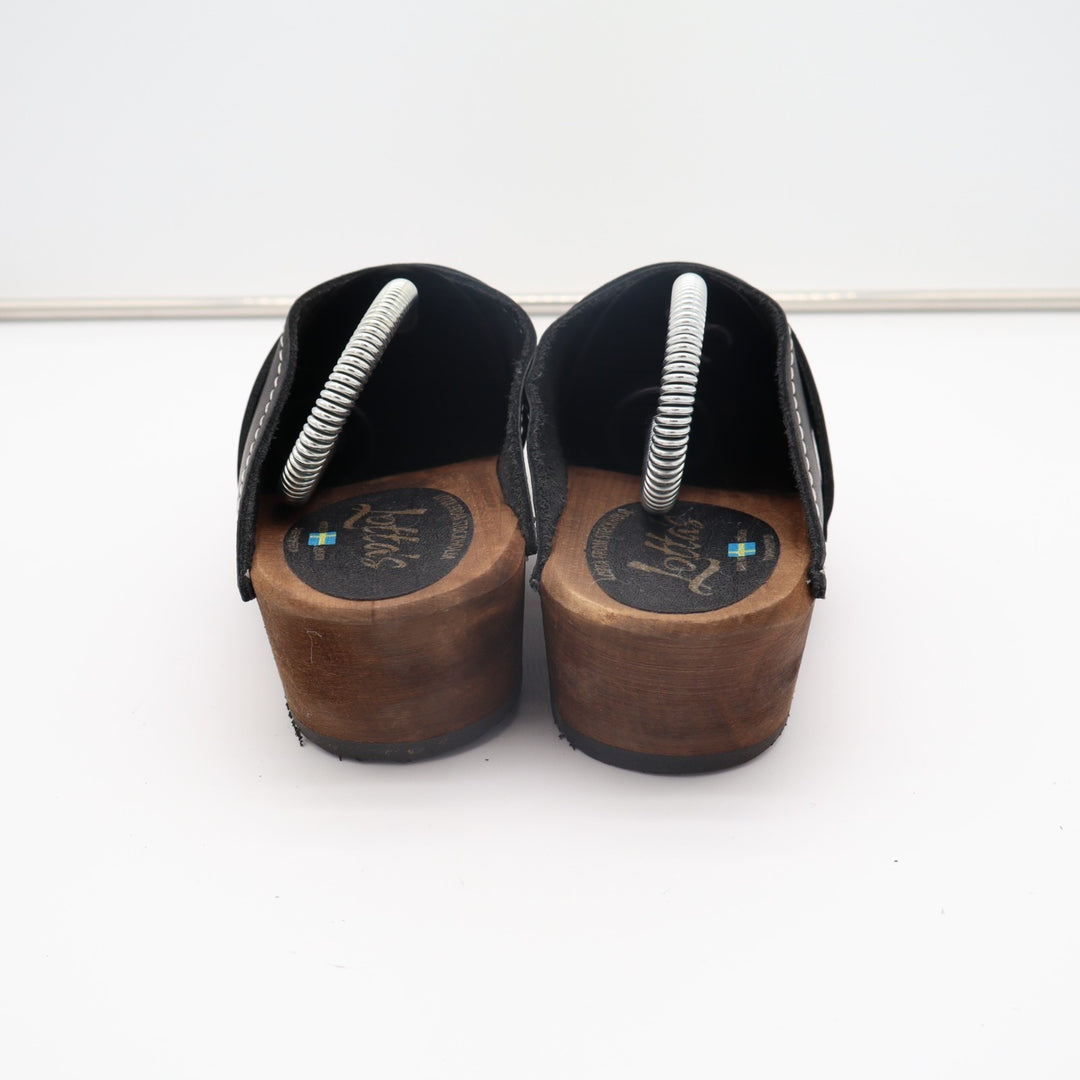 Lotta From Stockholm Classic Clogs Womens EU 39 Black Leather Round Neck Shoes