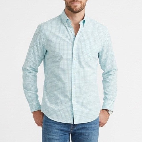 Jos. A. Bank Traveler's Collection Shirt Mens M Blue Gingham Check Button Down